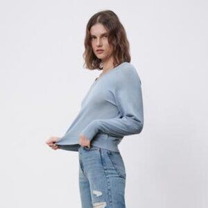 Zara Combination Knit Lace Trim V-Neck Sweater S